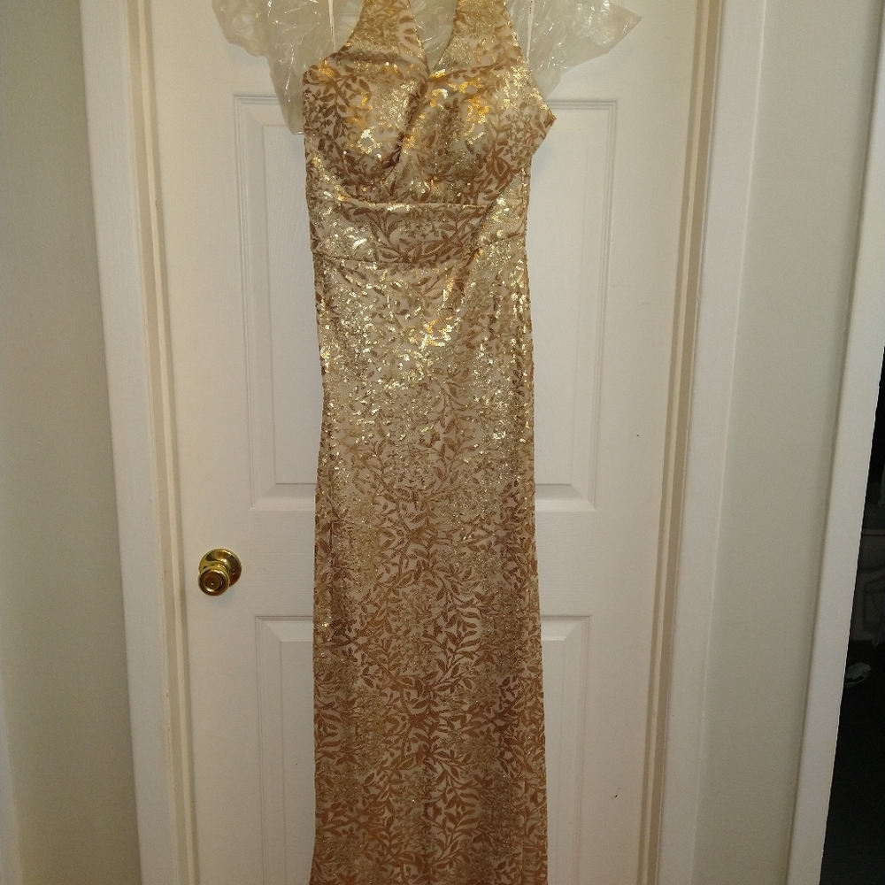 Gold floral sequin Gown